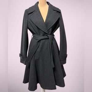 Charcoal Wool Blend Fit & Flare Swing Coat